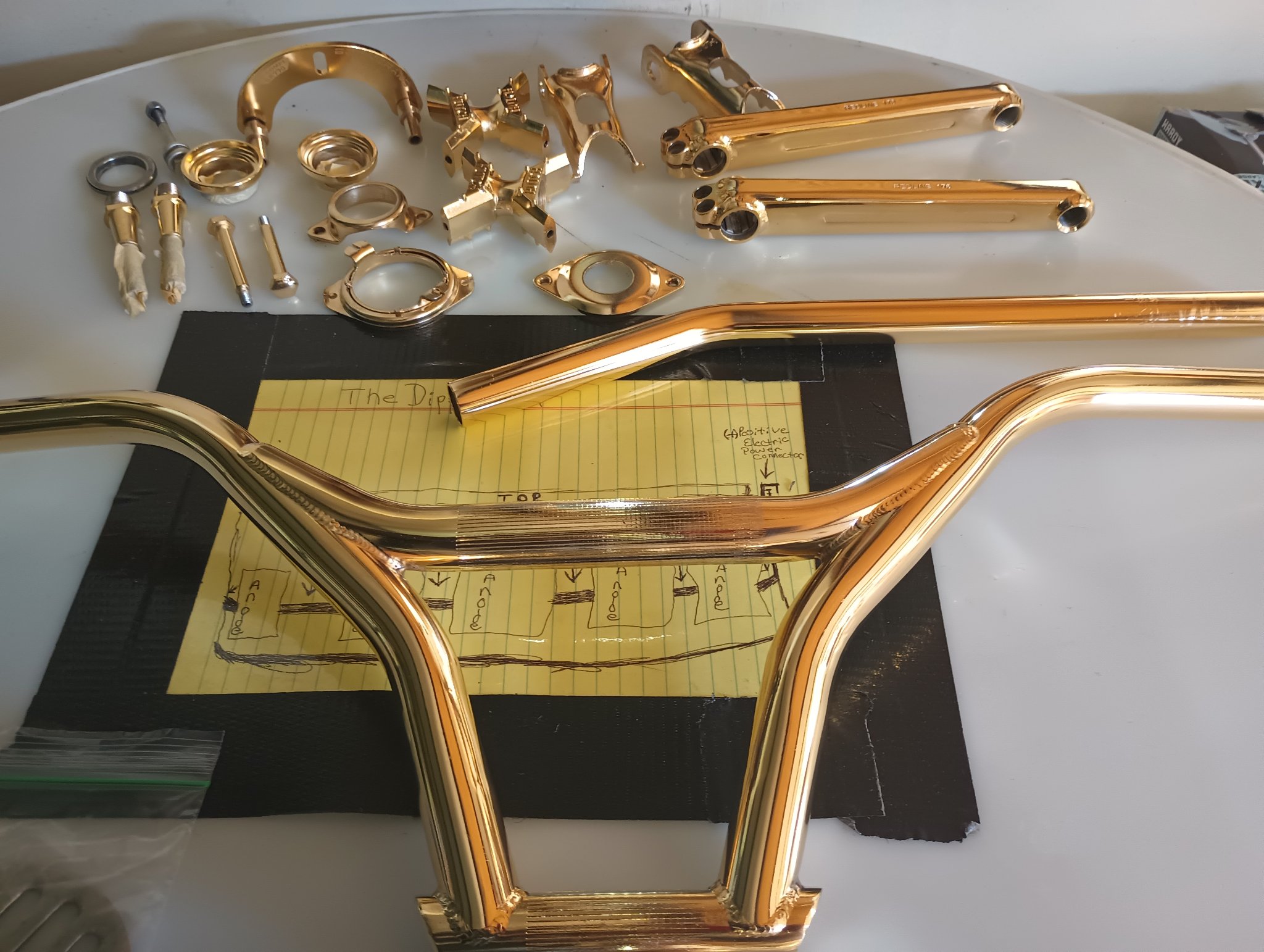 ChromeKarats gold plating work — Full Gold BMX Parts Spread